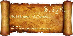 Wolfinger Ágnes névjegykártya
